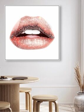 Oliver Gal Rose Gold Glitter Lips Art Print